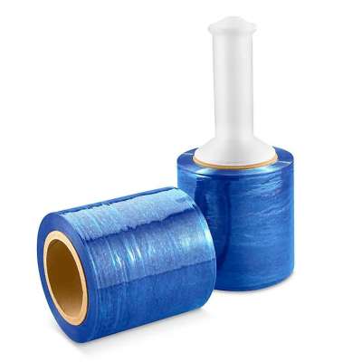 High tension pallet wrap stretch film roll with extended handle