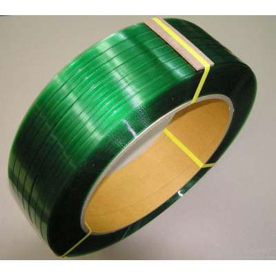 Green PET strapping band plastic strap for band with Kraft paper core